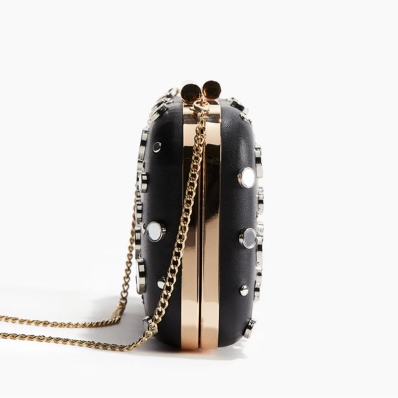 H&M Mirror Embellished Black Clutch - Picture 2 of 5